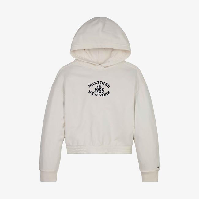  Tommy Hilfiger Monotype Flock Çocuk Beyaz Sweatshirt
