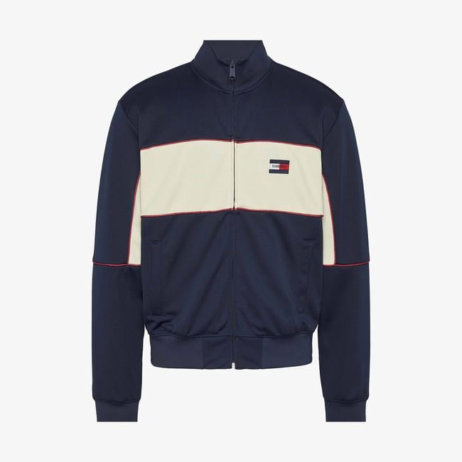  Tommy Jeans Colourblock Erkek Mavi Sweatshirt