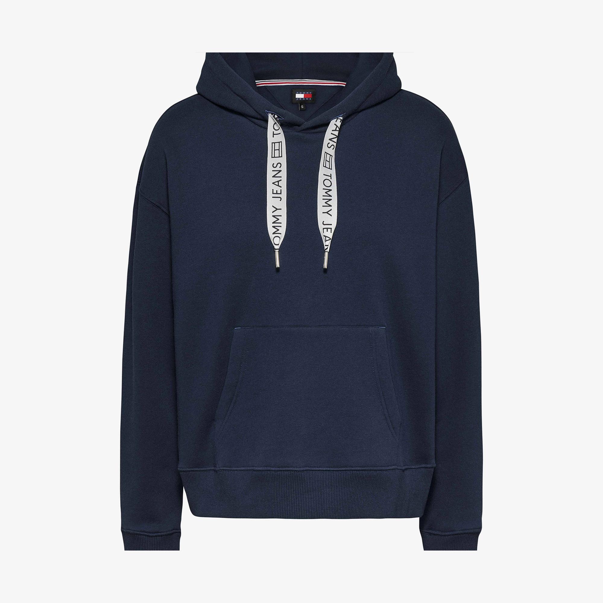Tommy Jeans Logo Drawcord Kadın Mavi Sweatshirt