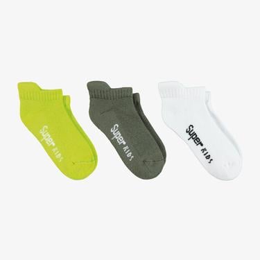  UNITED4 Long-Medium Çocuk Beyaz/Yeşil 3'lü Çorap