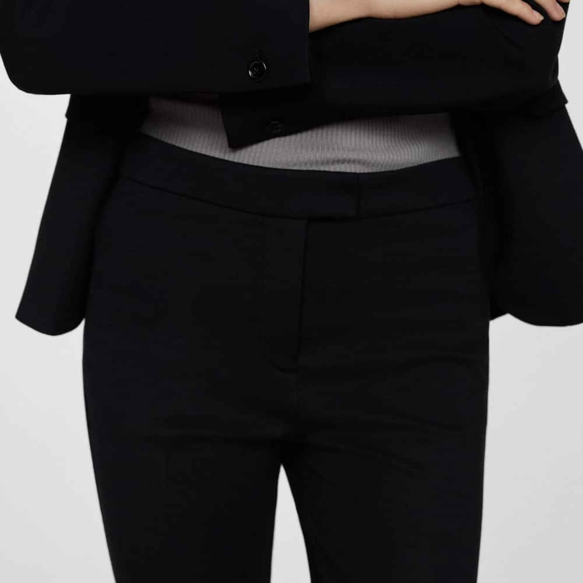 Mango Kadın Roma Dokuma Düz Pantolon Siyah