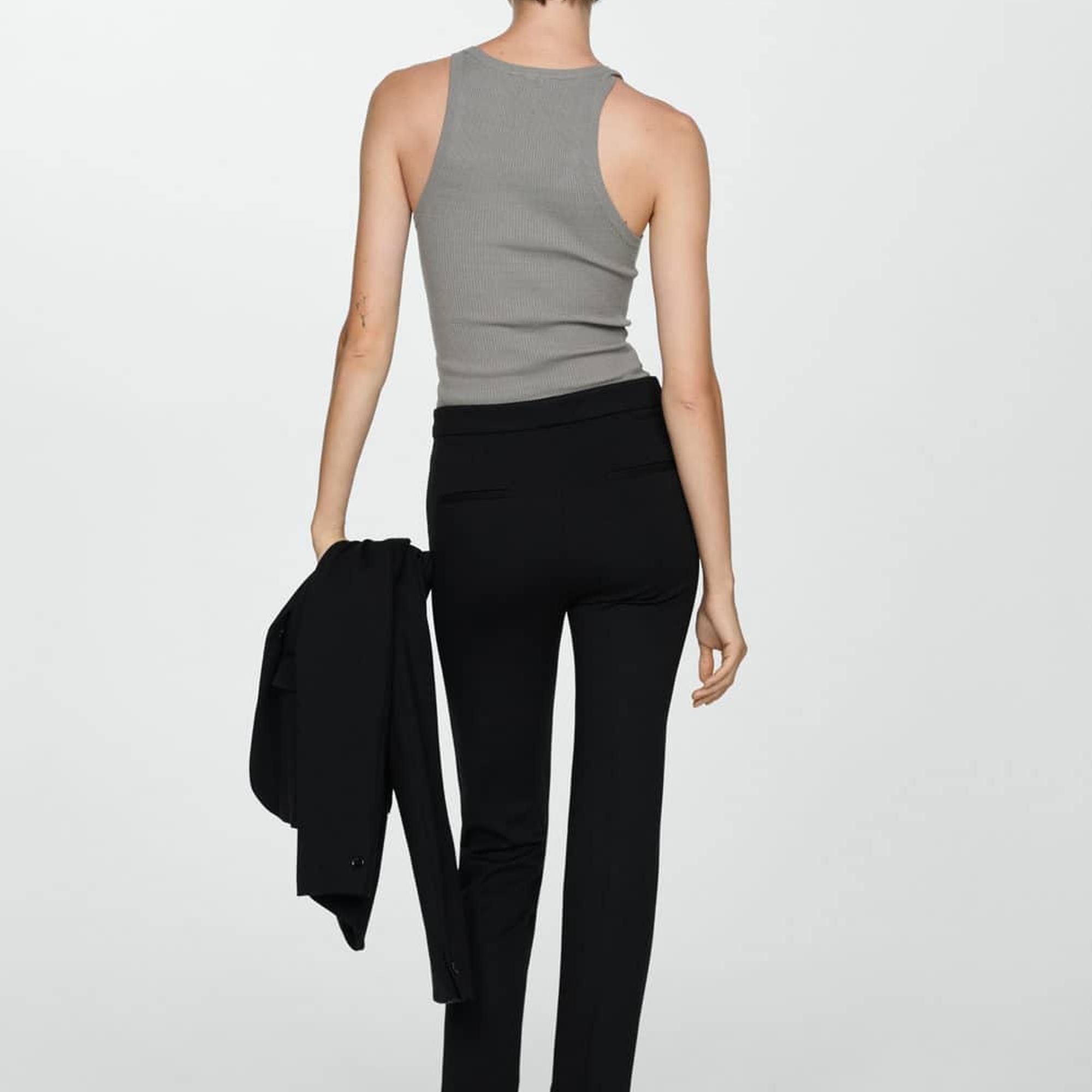 Mango Kadın Roma Dokuma Düz Pantolon Siyah