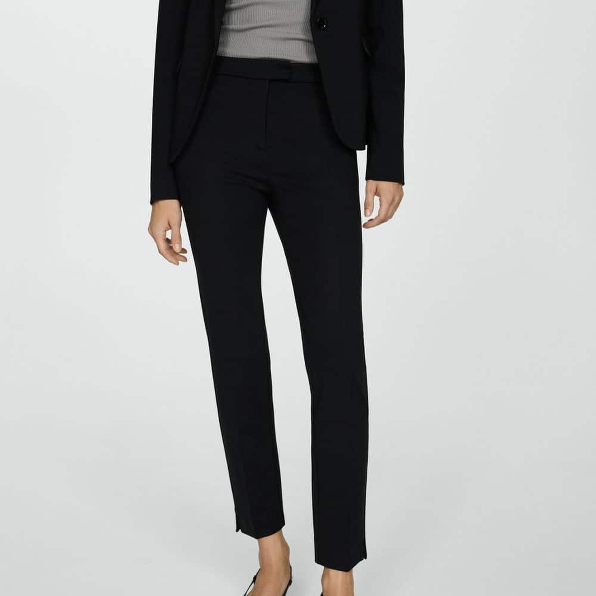 Mango Kadın Roma Dokuma Düz Pantolon Siyah