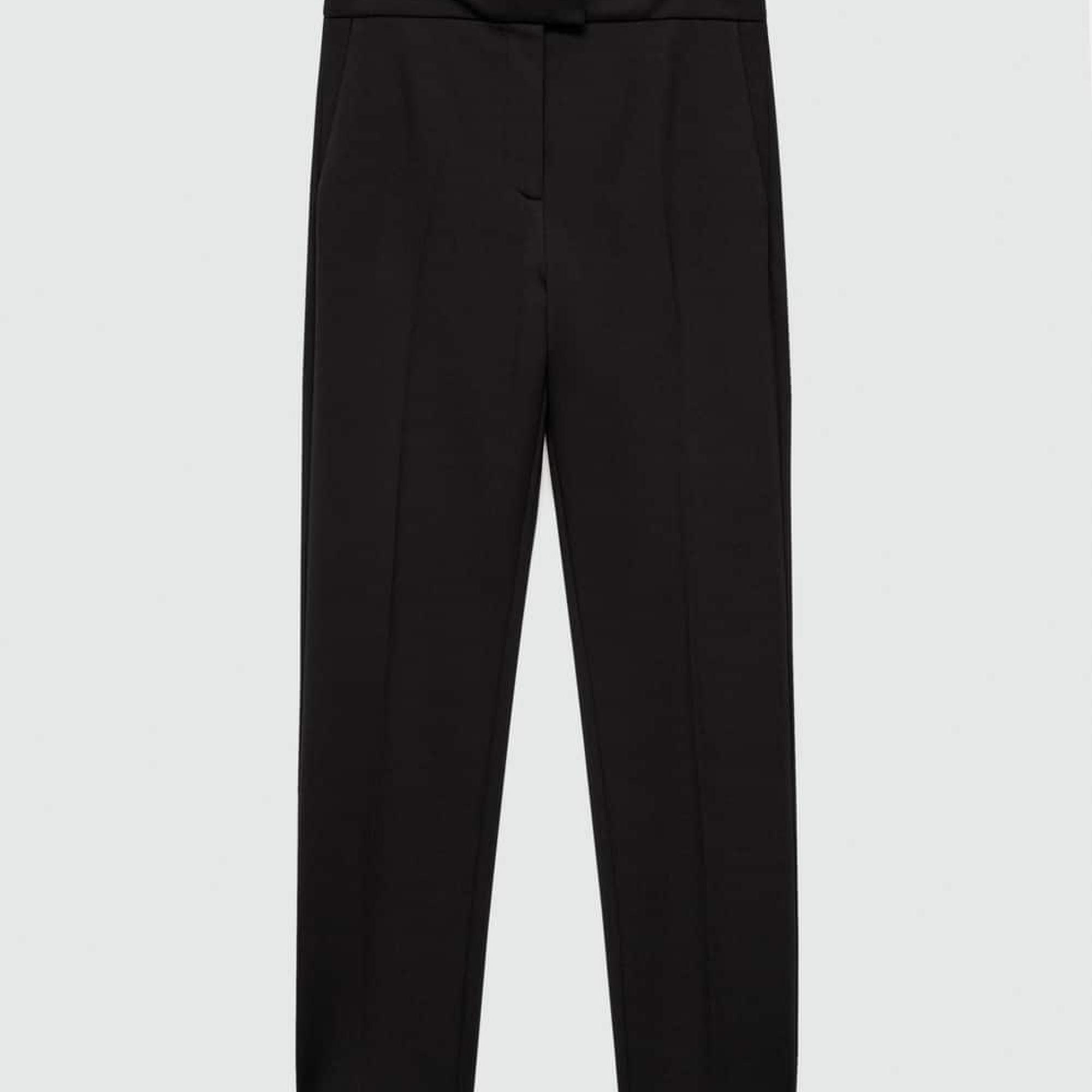 Mango Kadın Roma Dokuma Düz Pantolon Siyah