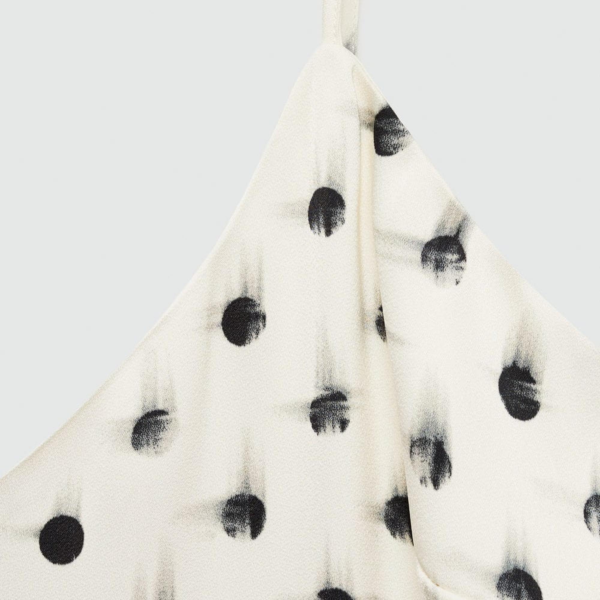 Mango Kadın Desenli Cut-out Detaylı Elbise Ekru