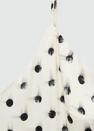  Mango Kadın Desenli Cut-out Detaylı Elbise Ekru