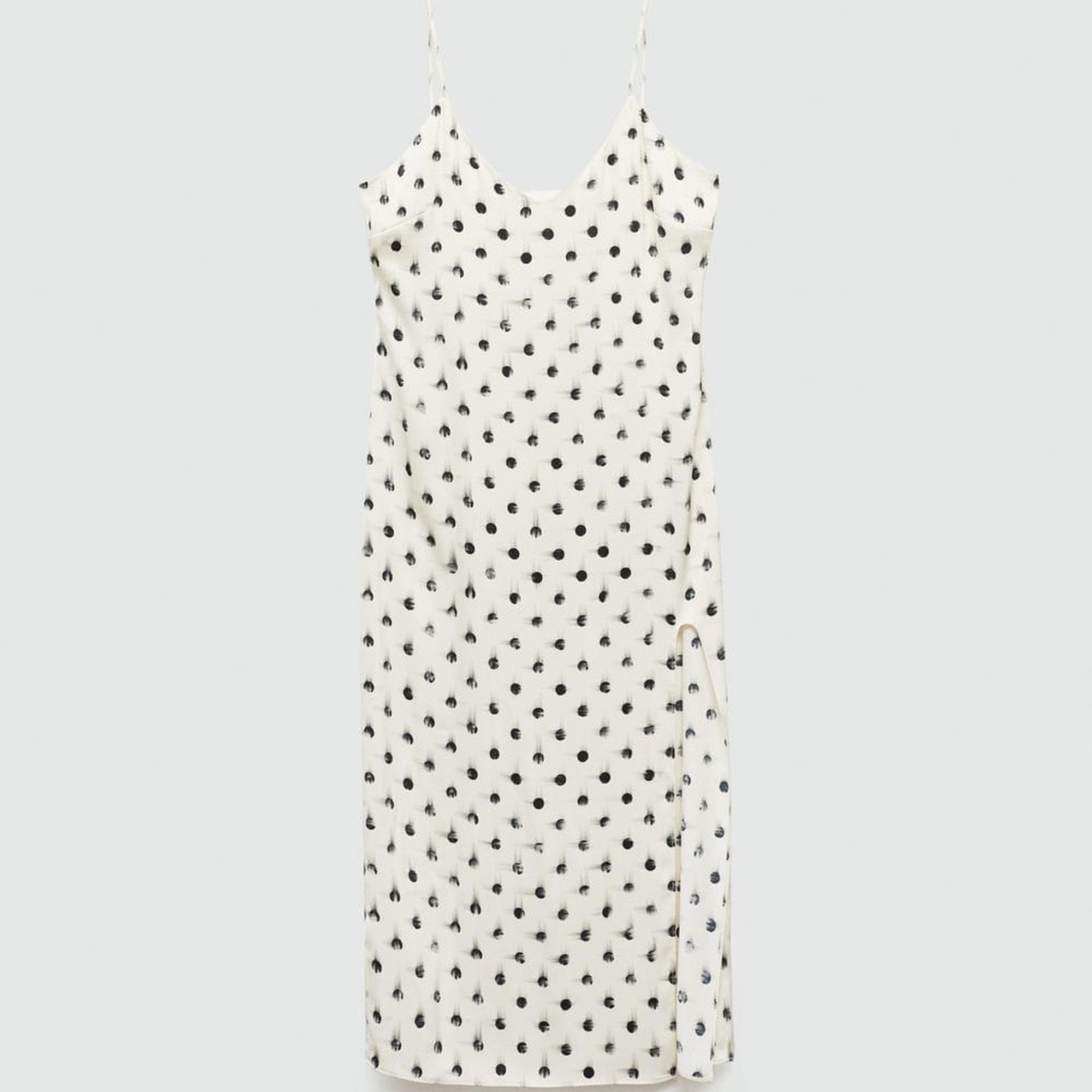 Mango Kadın Desenli Cut-out Detaylı Elbise Ekru