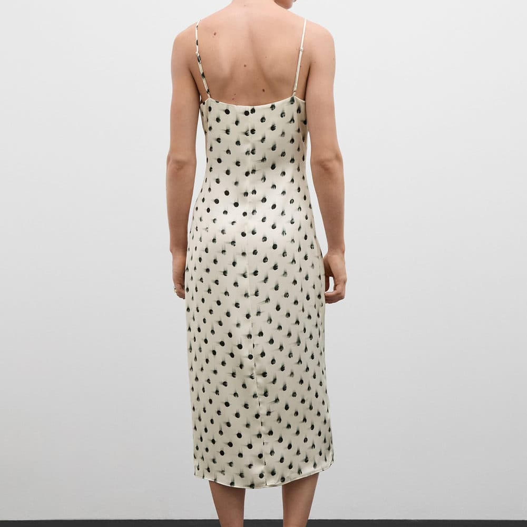 Mango Kadın Desenli Cut-out Detaylı Elbise Ekru