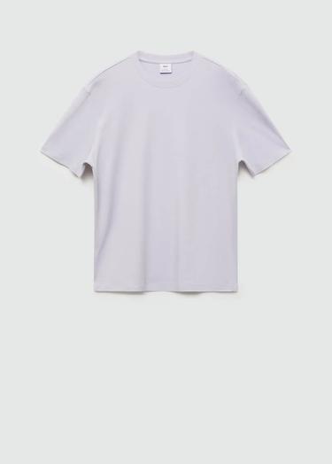  Mango Erkek Regular Fit %100 Pamuklu Tişört Lila