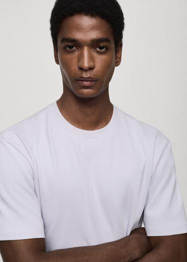  Mango Erkek Regular Fit %100 Pamuklu Tişört Lila