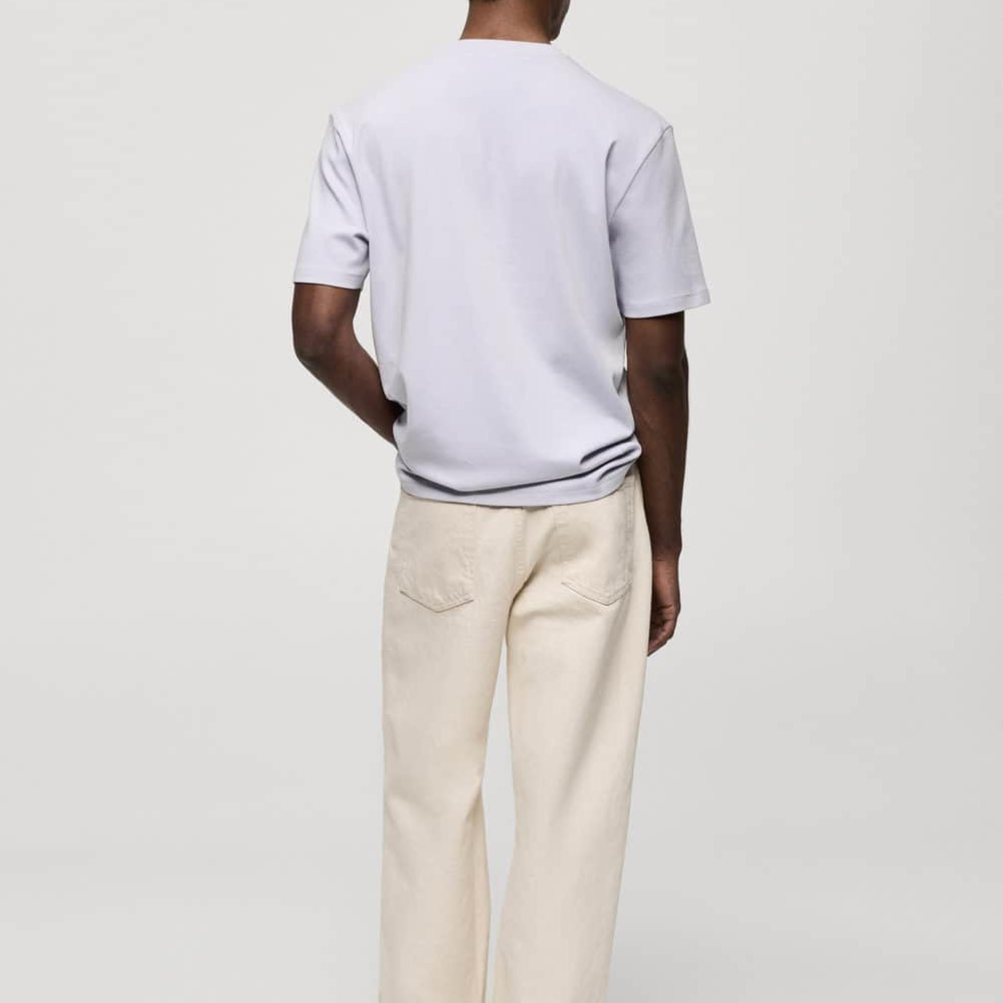 Mango Erkek Regular Fit %100 Pamuklu Tişört Lila