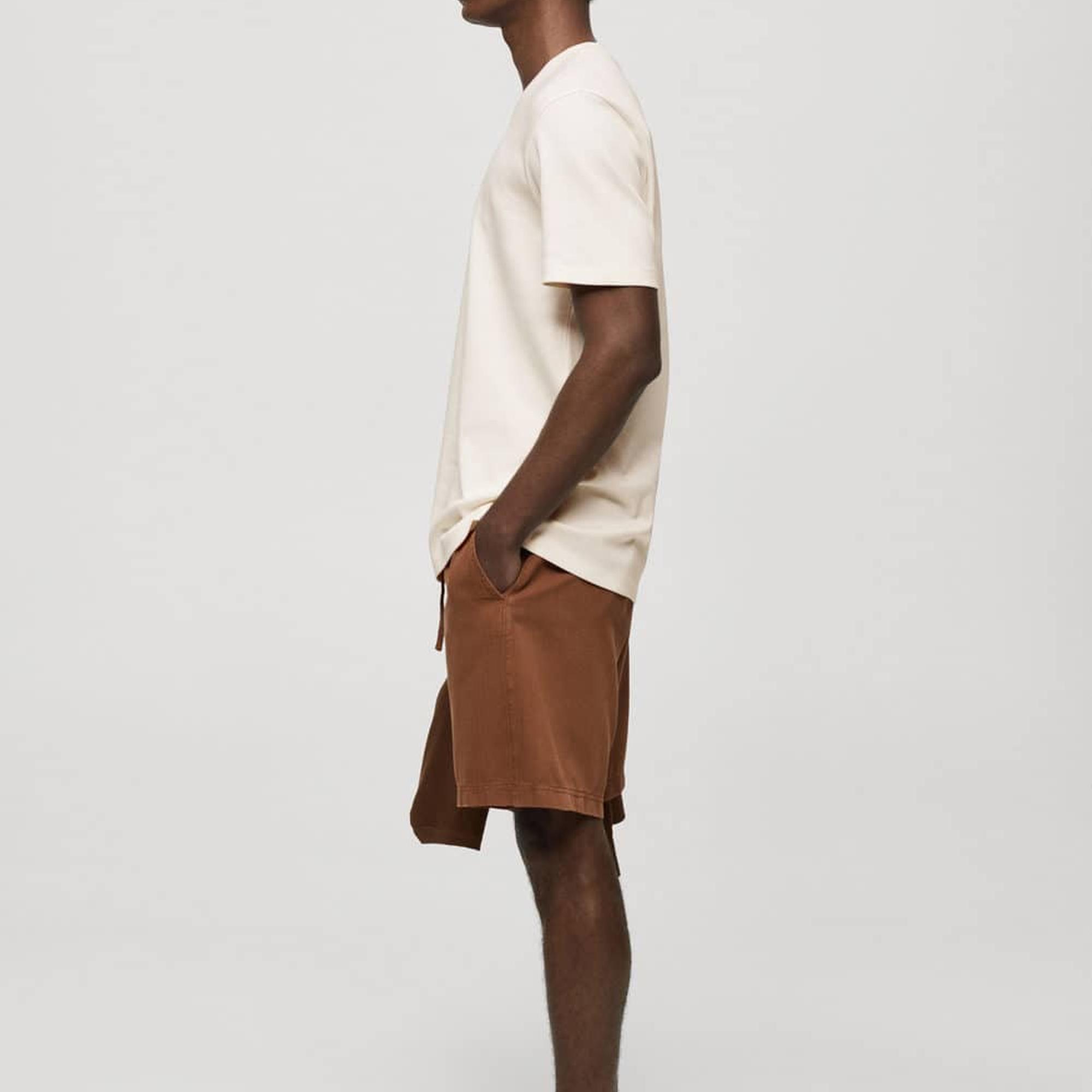 Mango Erkek Regular Fit %100 Pamuklu Tişört Ekru