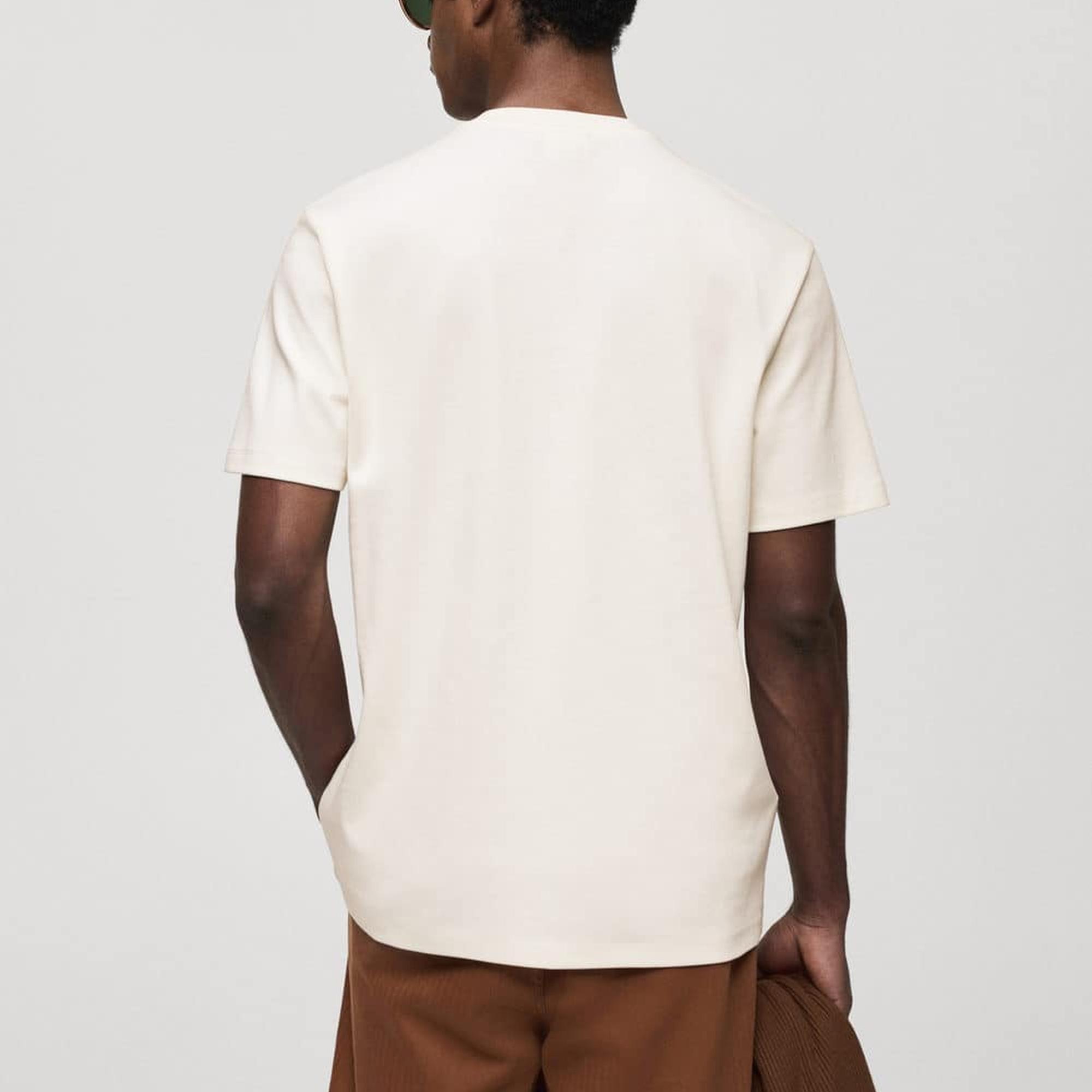 Mango Erkek Regular Fit %100 Pamuklu Tişört Ekru