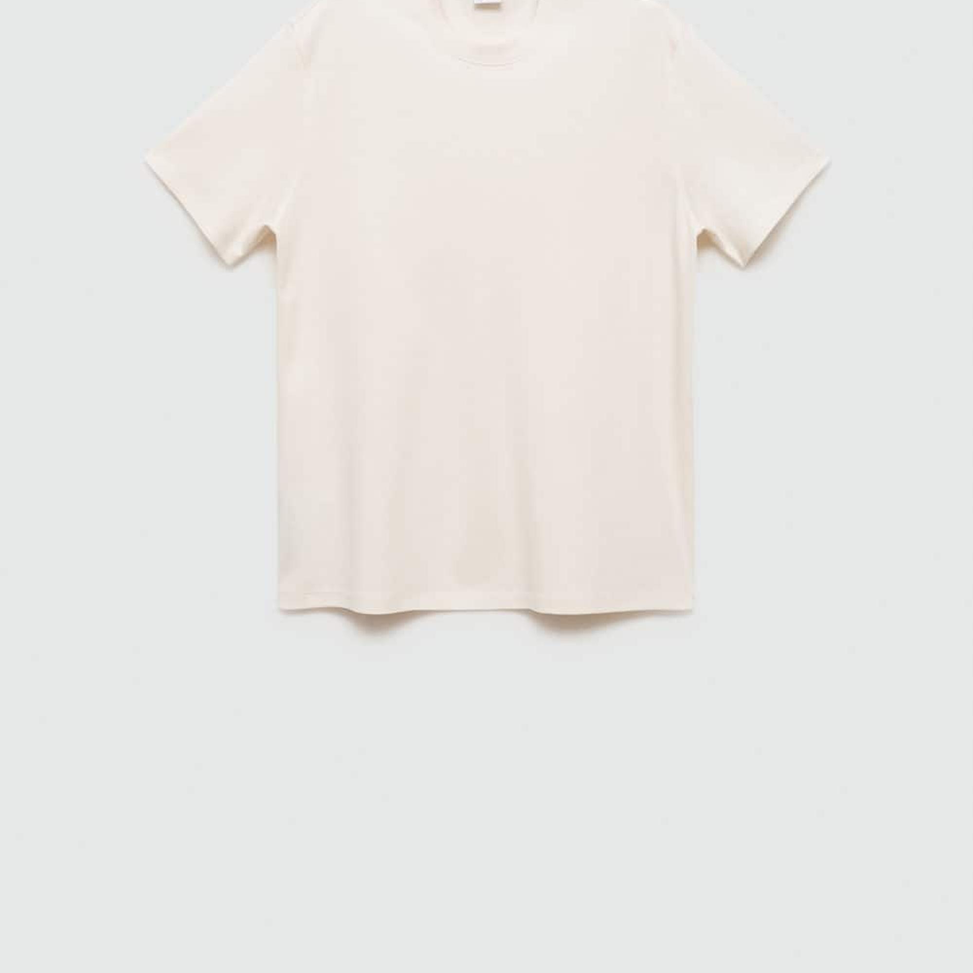 Mango Erkek Regular Fit %100 Pamuklu Tişört Ekru