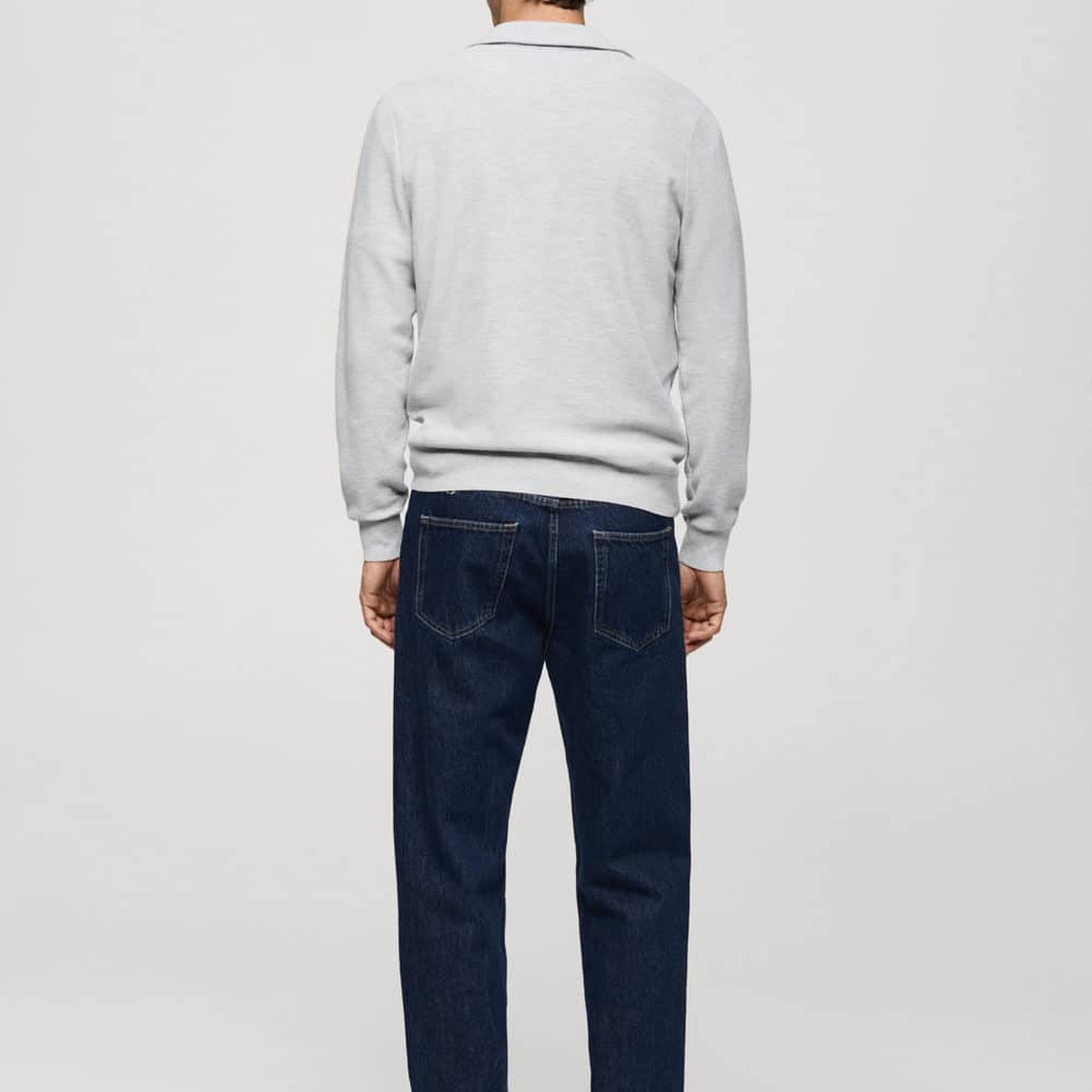 Mango Erkek Fermuarlı Balıkçı Yaka Kalıplı Kazak Orta Kırçıllı Gri