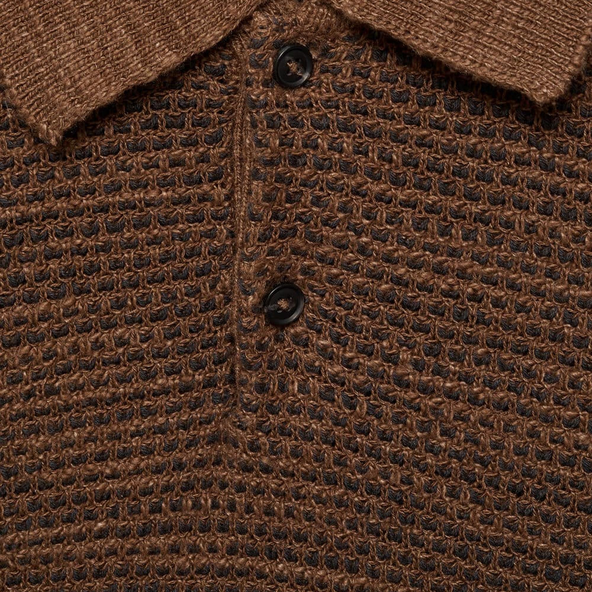 Mango Erkek Pamuklu Triko Polo Gömlek Kahverengi