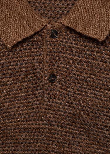  Mango Erkek Pamuklu Triko Polo Gömlek Kahverengi