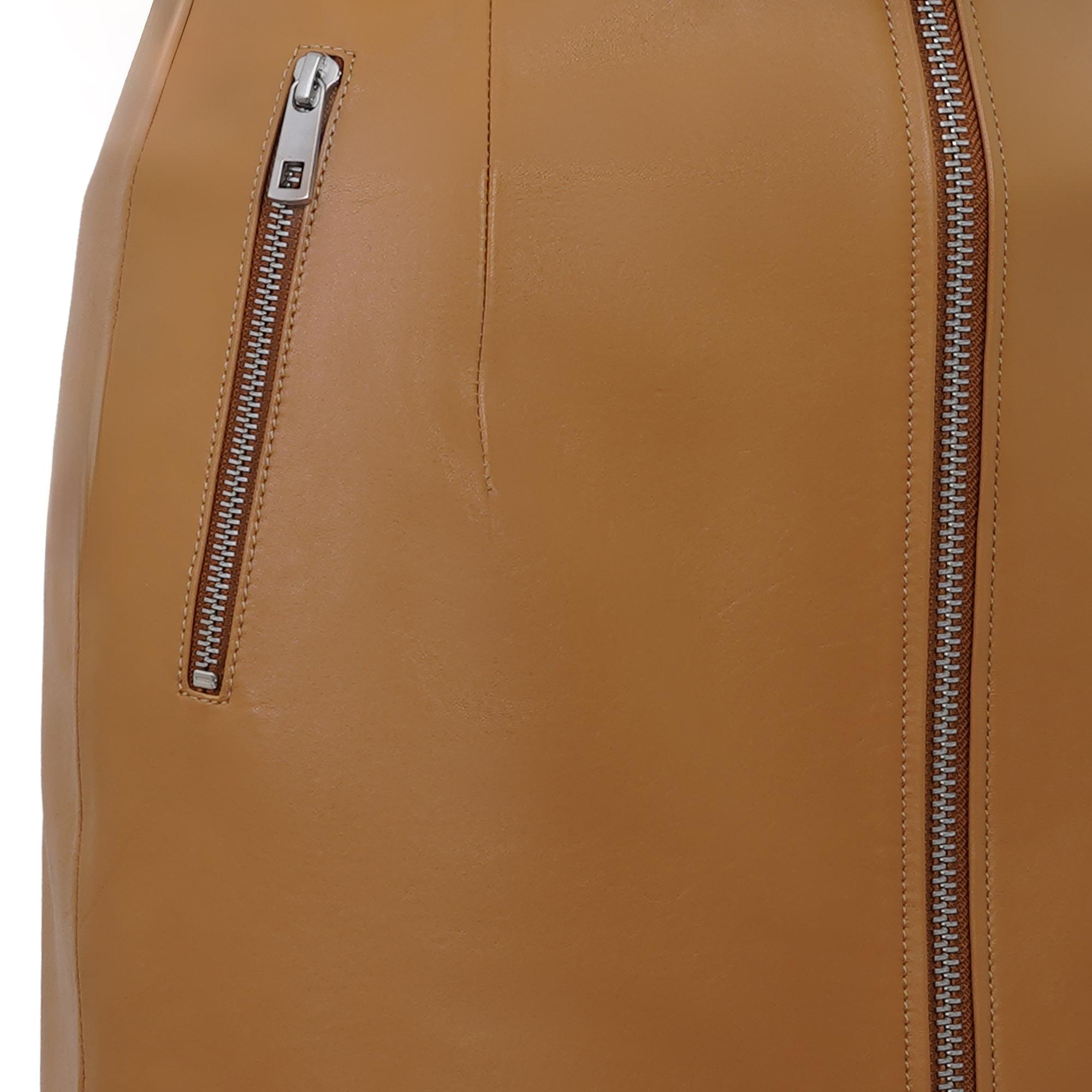 Abrienne Sarı Kadın Deri Etek