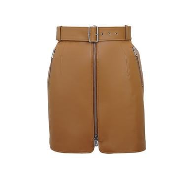  Abrienne Sarı Kadın Deri Etek