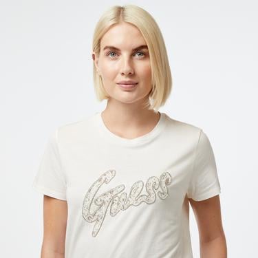  Guess Kadın Beyaz T-Shirt