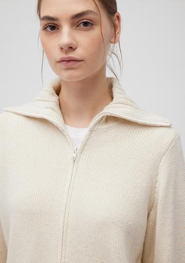  Mavi Yün Karışımlı Fermuarlı Ekru Hırka Regular Fit / Normal Kesim 1710482-70057