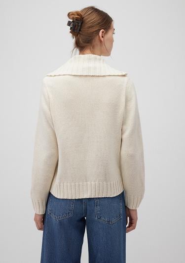  Mavi Yün Karışımlı Fermuarlı Ekru Hırka Regular Fit / Normal Kesim 1710482-70057