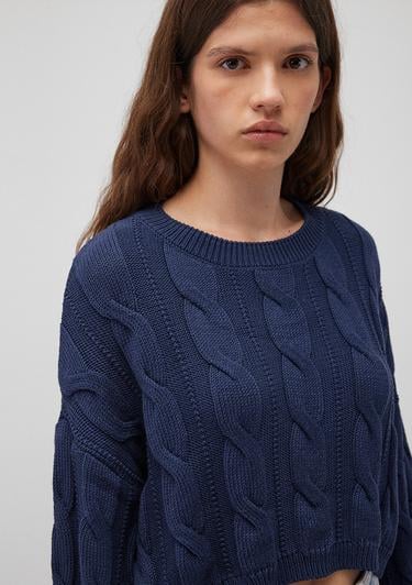  Mavi Bisiklet Yaka Lacivert Kazak Crop / Kısa Kesim 1710477-82454