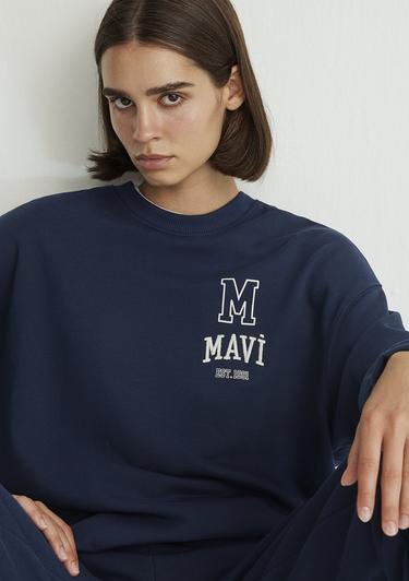  Mavi Mavi Logo Baskılı Lacivert Sweatshirt 1S10148-70488