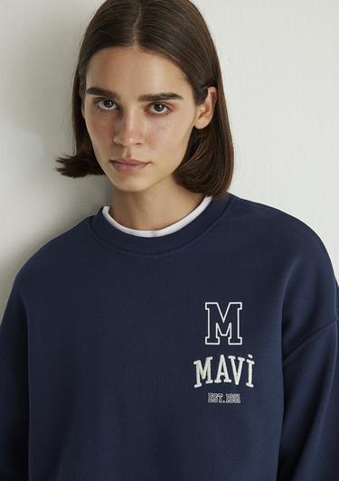  Mavi Mavi Logo Baskılı Lacivert Sweatshirt 1S10148-70488