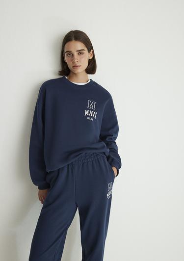  Mavi Mavi Logo Baskılı Lacivert Sweatshirt 1S10148-70488