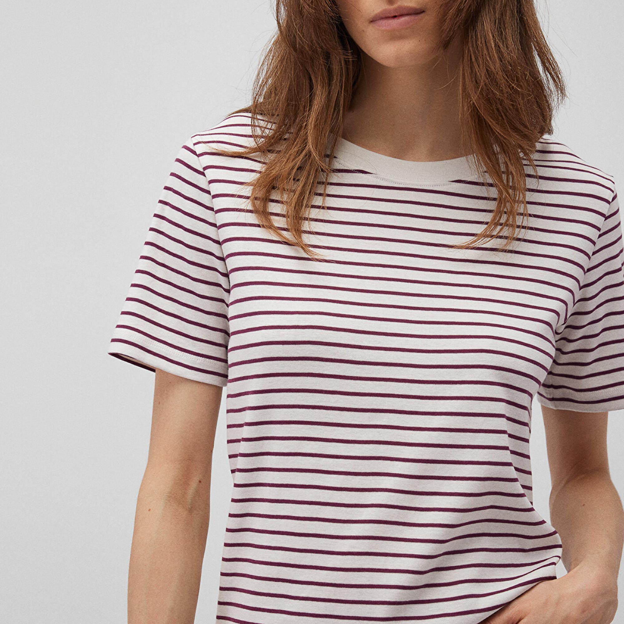 Mavi Bordo Çizgili Basic Tişört Regular Fit / Normal Kesim 1611653-88108