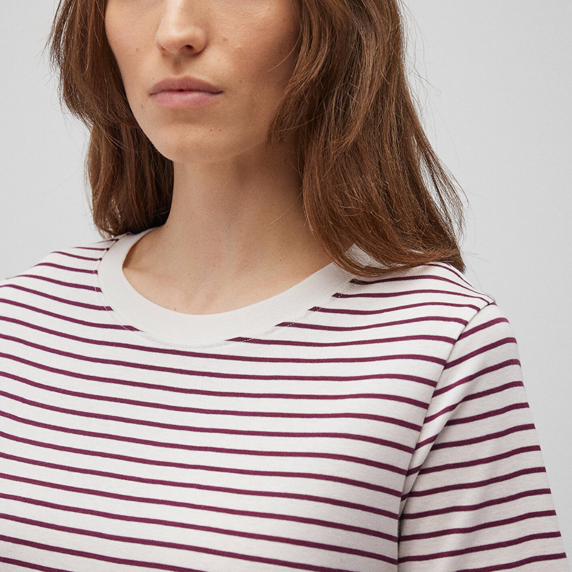 Mavi Bordo Çizgili Basic Tişört Regular Fit / Normal Kesim 1611653-88108