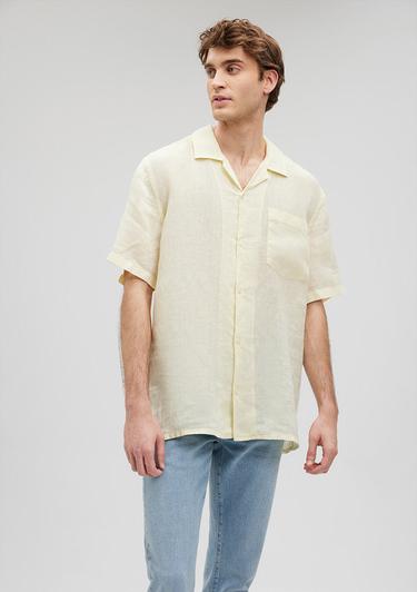  Mavi Sarı Keten Gömlek Regular Fit / Normal Kesim 0210830-70062