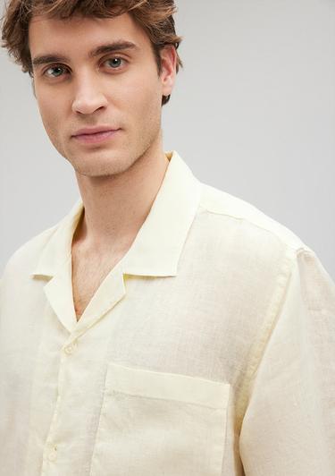  Mavi Sarı Keten Gömlek Regular Fit / Normal Kesim 0210830-70062