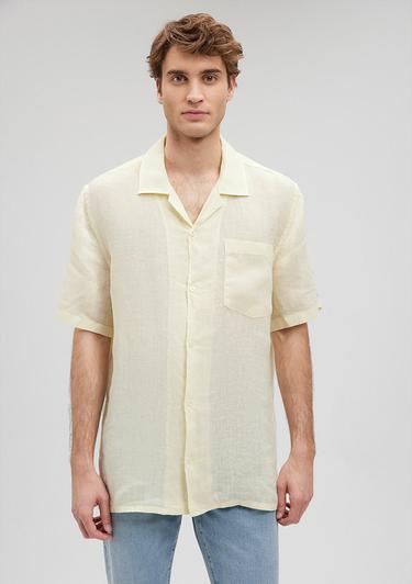  Mavi Sarı Keten Gömlek Regular Fit / Normal Kesim 0210830-70062