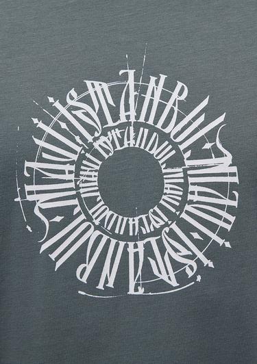  Mavi Sırt Baskılı İstanbul Tişört Loose Fit / Bol Rahat Kesim 0612449-71577