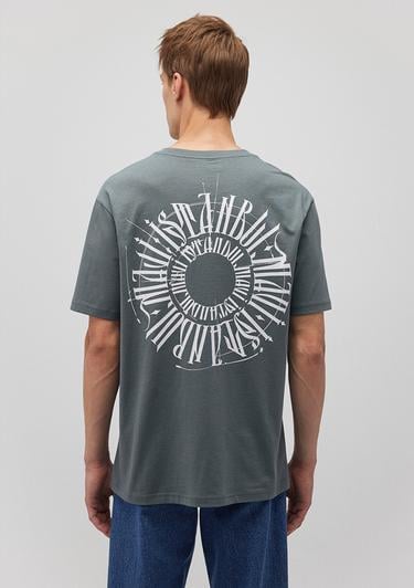  Mavi Sırt Baskılı İstanbul Tişört Loose Fit / Bol Rahat Kesim 0612449-71577