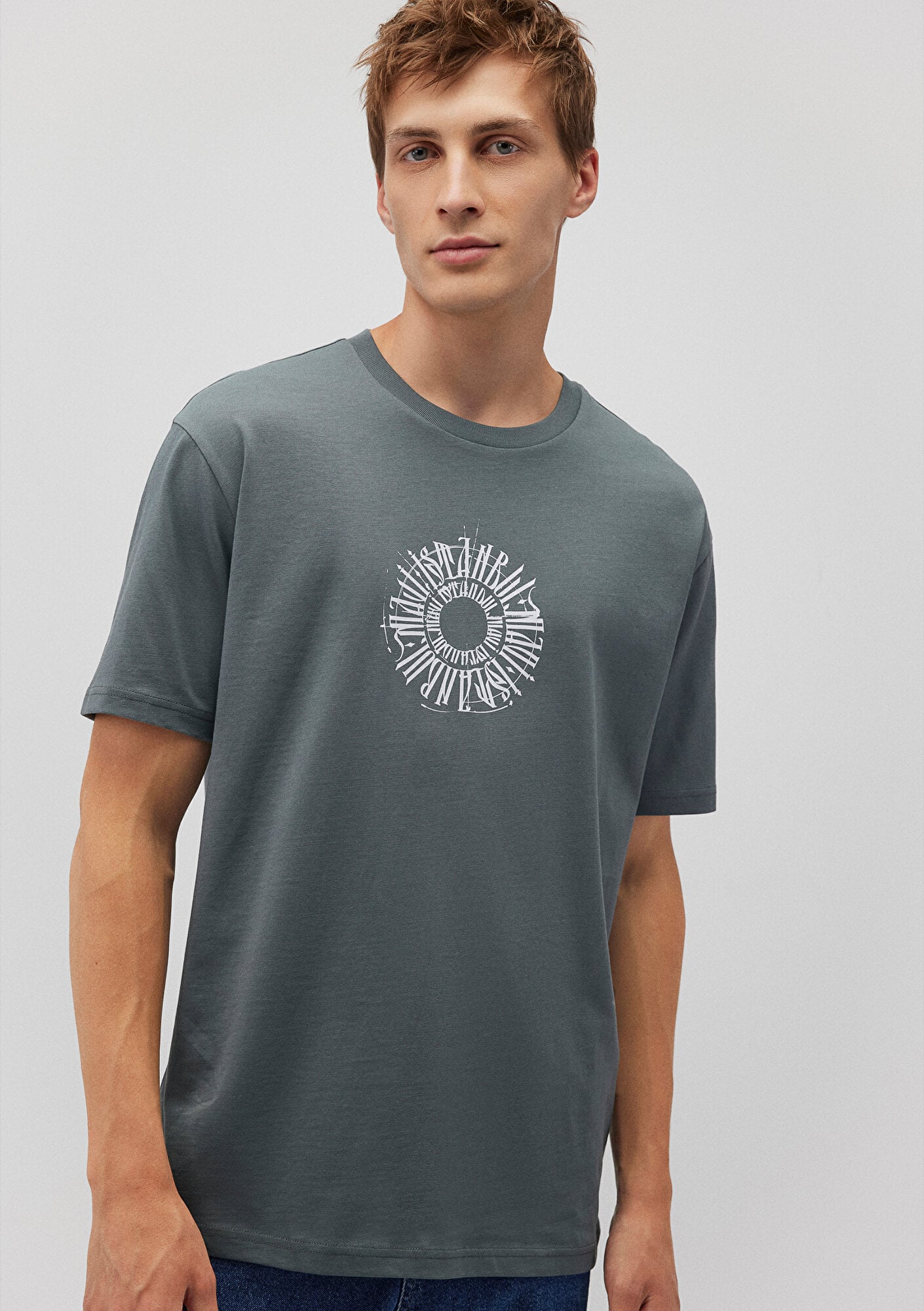  Mavi Sırt Baskılı İstanbul Tişört Loose Fit / Bol Rahat Kesim 0612449-71577