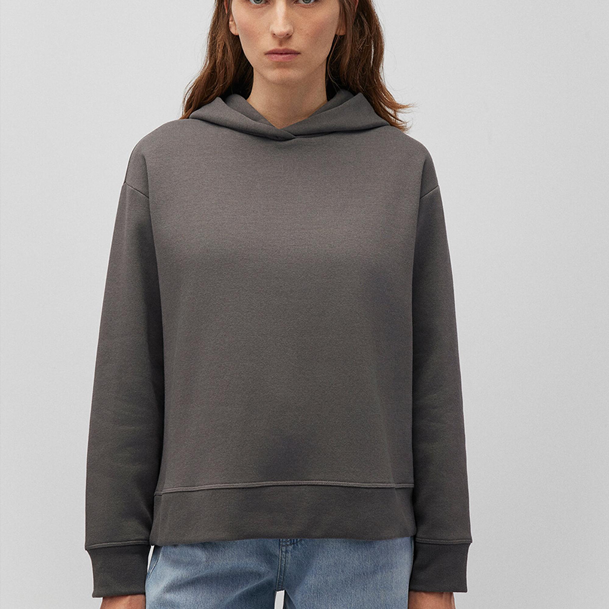 Mavi Kapüşonlu Gri Sweatshirt 1S10191-86560