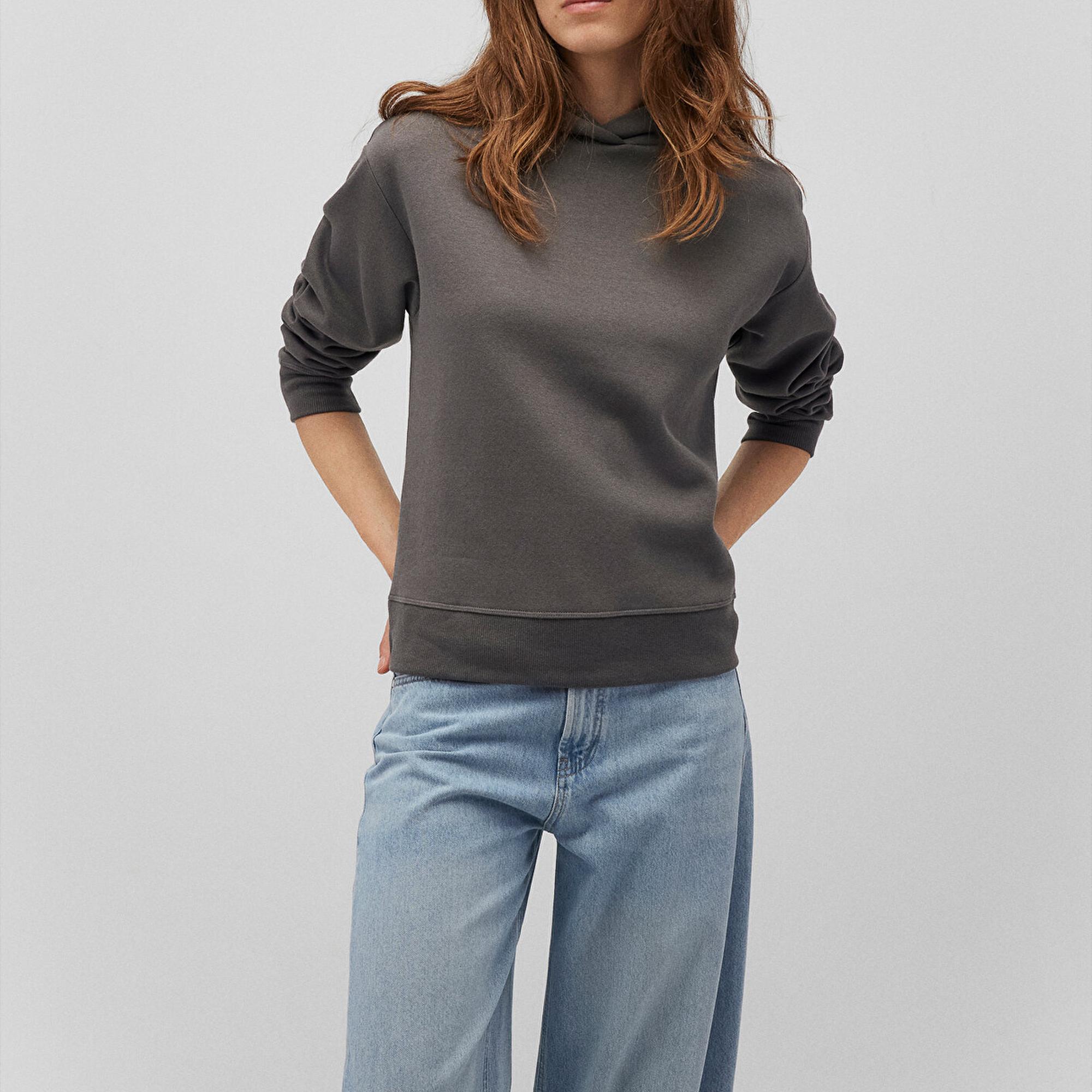 Mavi Kapüşonlu Gri Sweatshirt 1S10191-86560