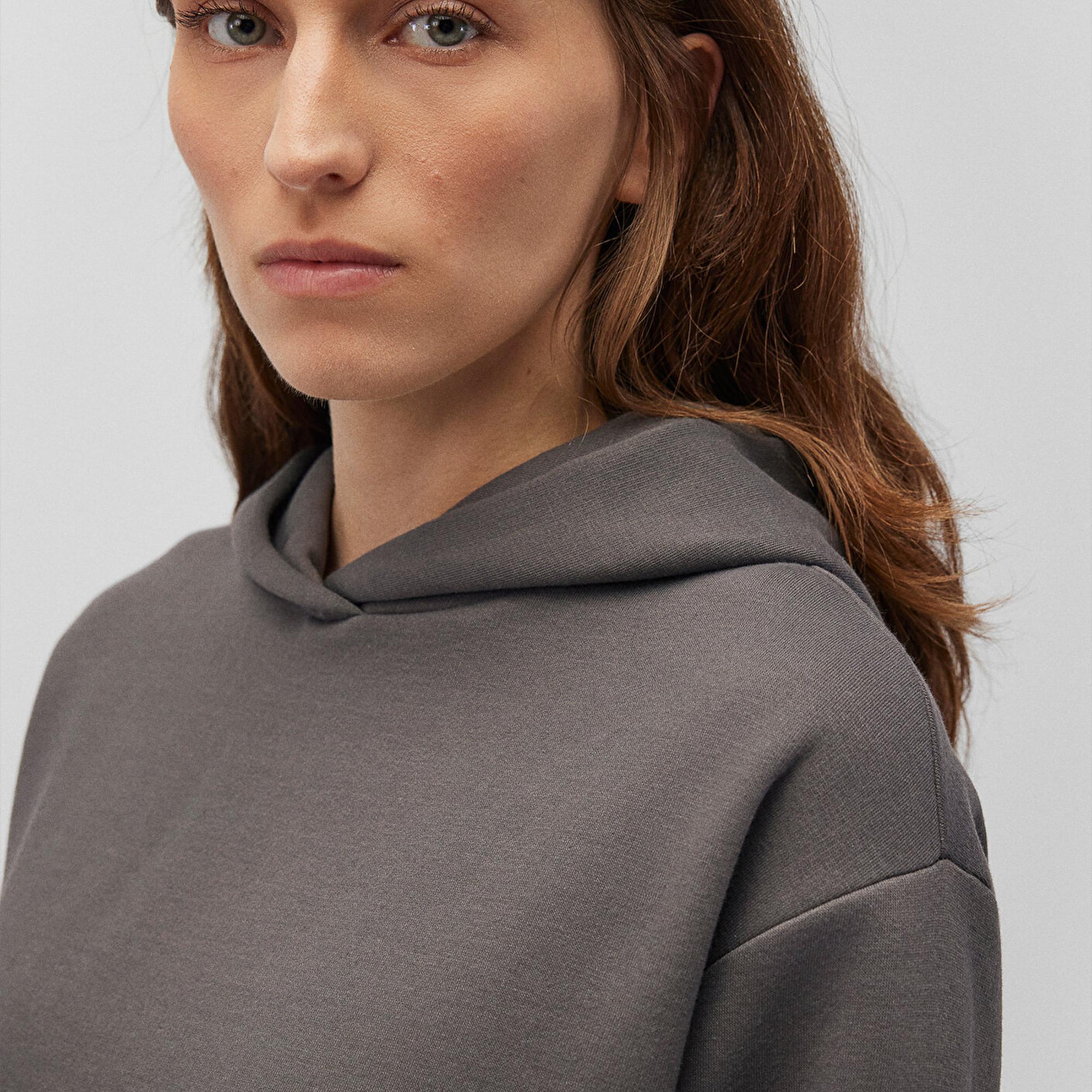 Mavi Kapüşonlu Gri Sweatshirt 1S10191-86560