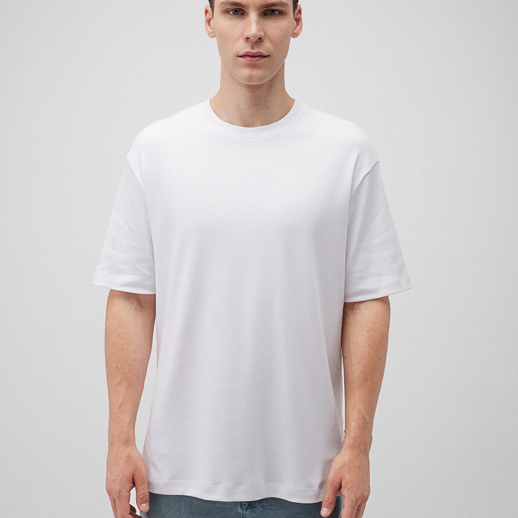 Mavi Beyaz Basic Tişört Loose Fit / Bol Rahat Kesim 0612268-620