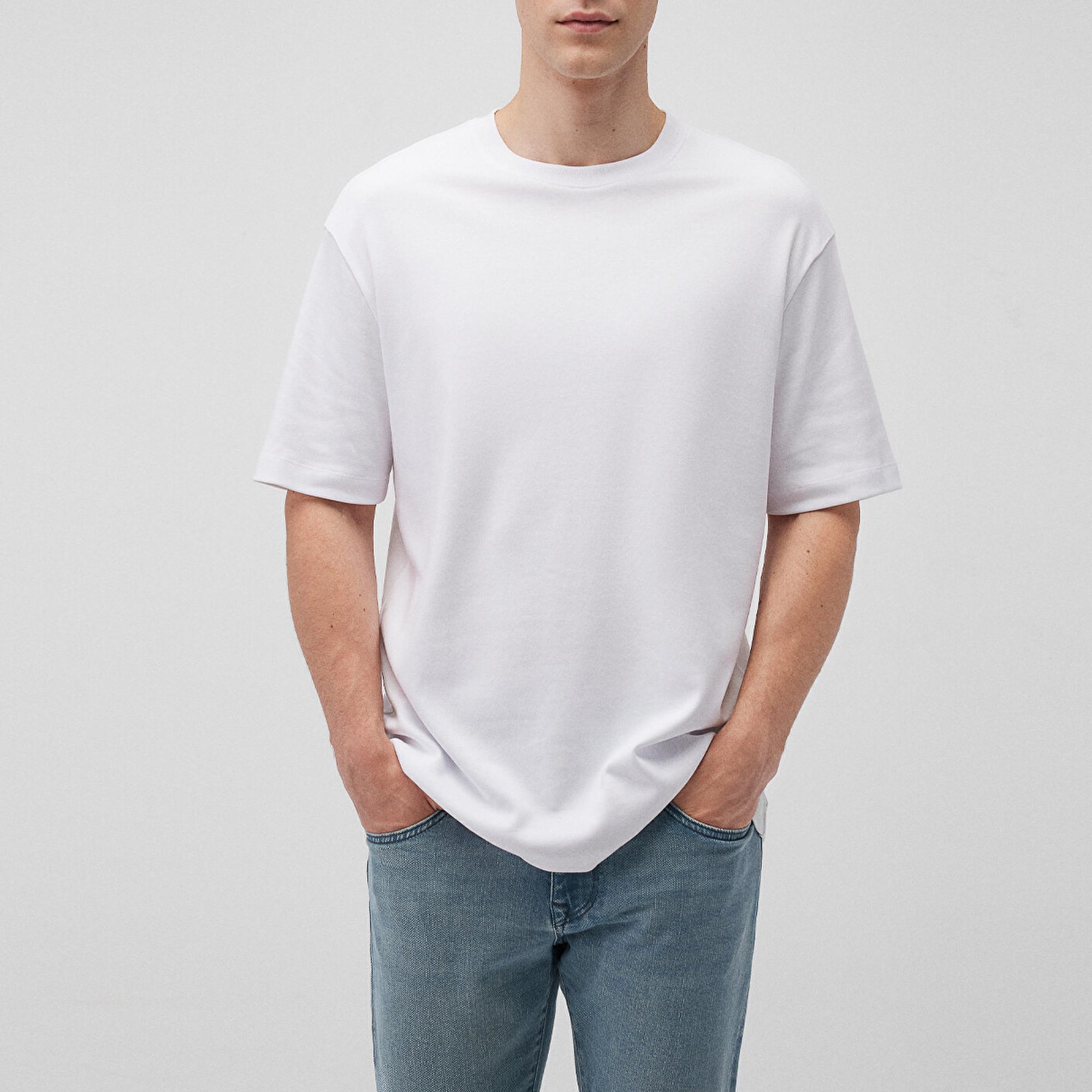 Mavi Beyaz Basic Tişört Loose Fit / Bol Rahat Kesim 0612268-620