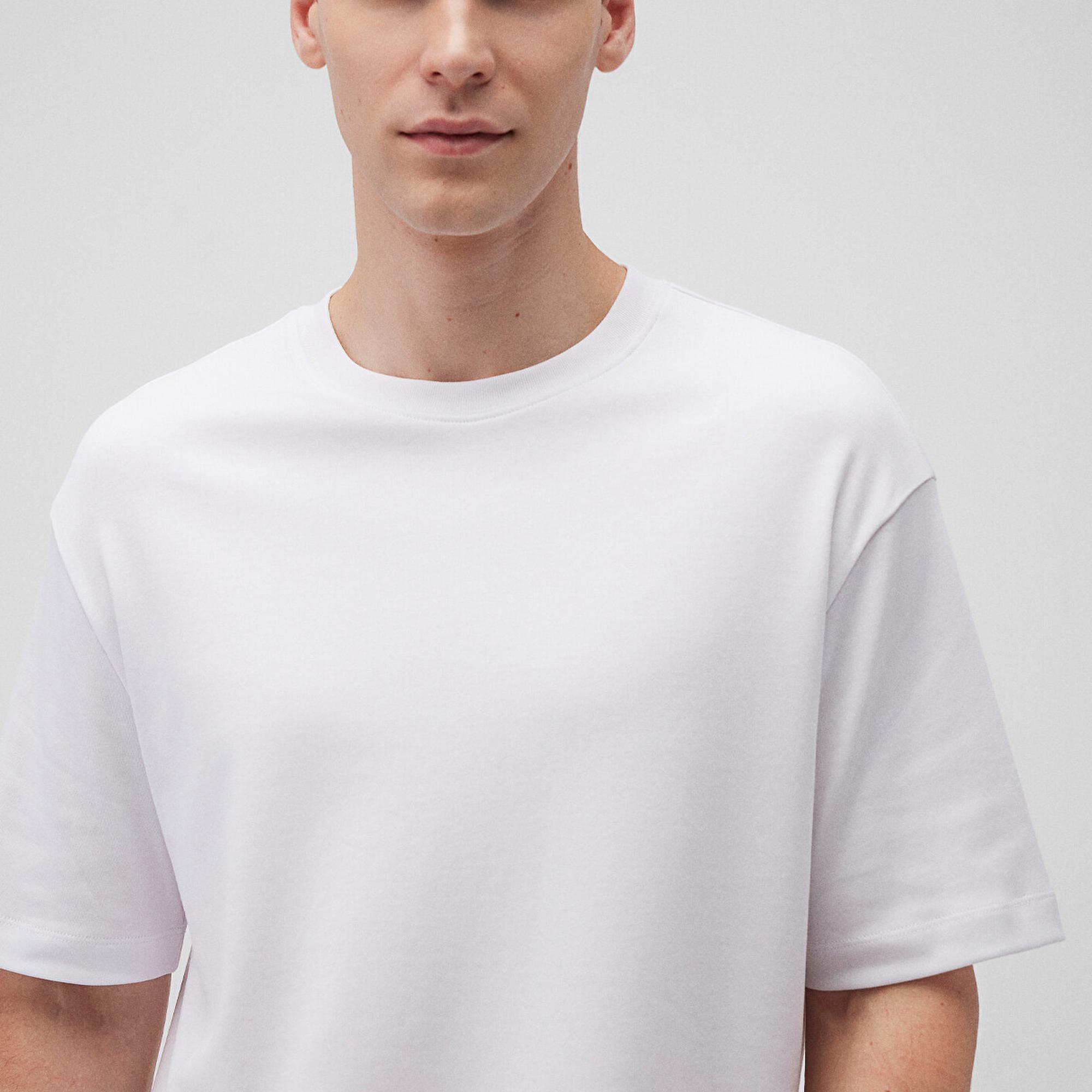 Mavi Beyaz Basic Tişört Loose Fit / Bol Rahat Kesim 0612268-620