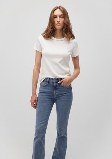  Mavi Bisiklet Yaka Beyaz Basic Tişört Slim Fit / Dar Kesim 1612707-70057