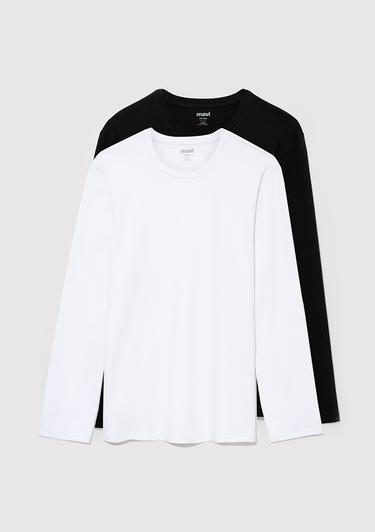  Mavi 2li Erkek Basic Tişört Fitted / Vücuda Oturan Kesim 0612314-620