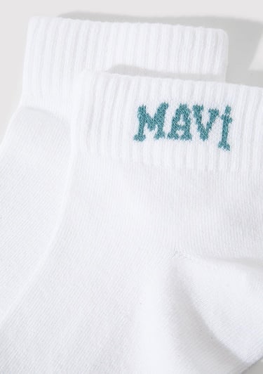  Mavi Mavi Logo Detaylı Beyaz Patik Çorap 1912785-20843