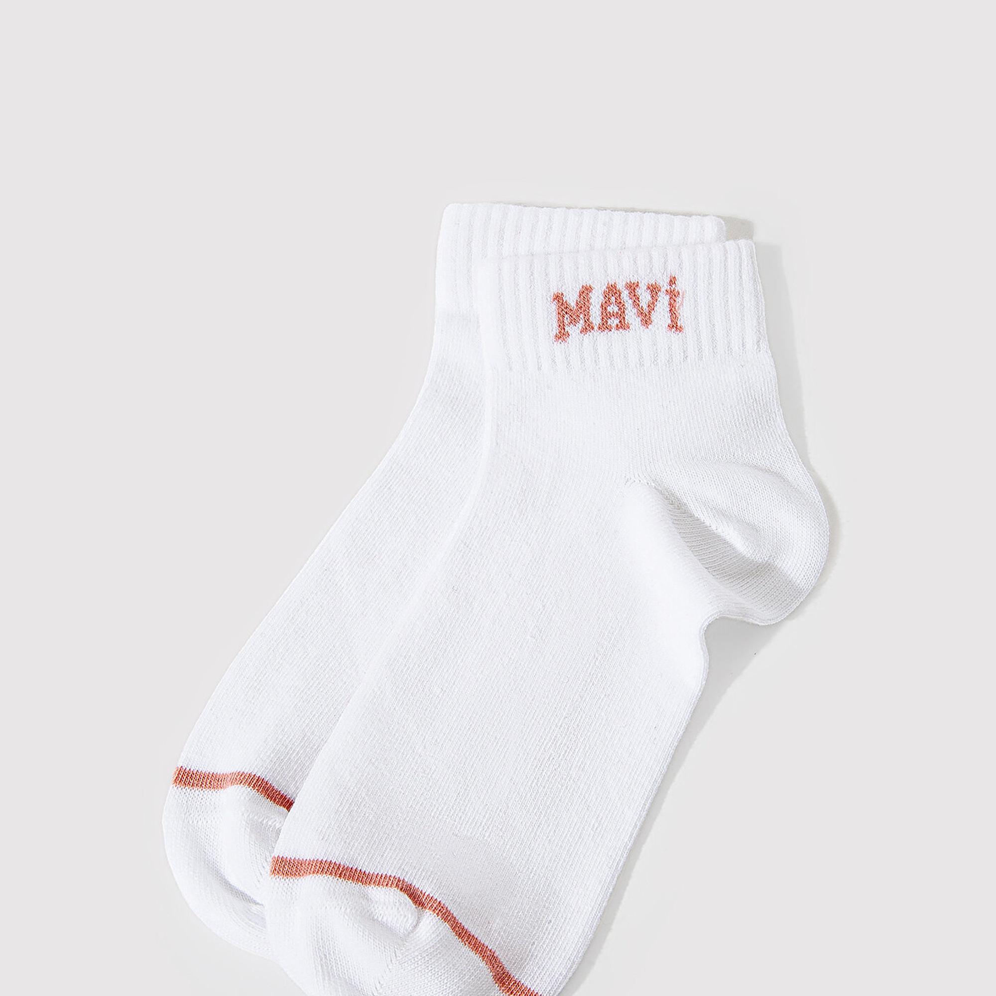 Mavi Mavi Logo Detaylı Beyaz Patik Çorap 1912785-20454