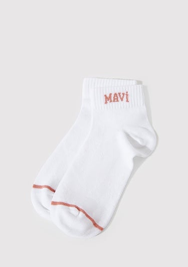  Mavi Mavi Logo Detaylı Beyaz Patik Çorap 1912785-20454