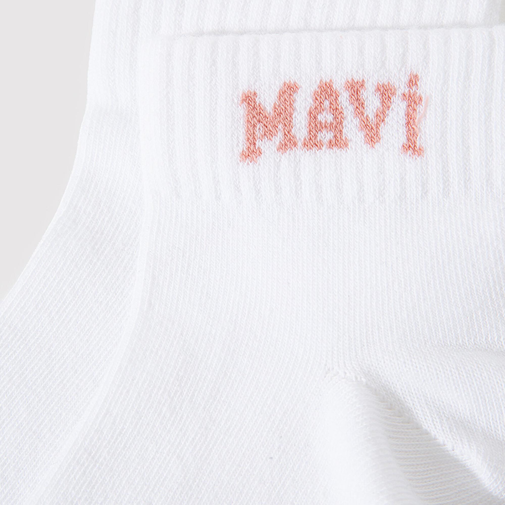 Mavi Mavi Logo Detaylı Beyaz Patik Çorap 1912785-20454